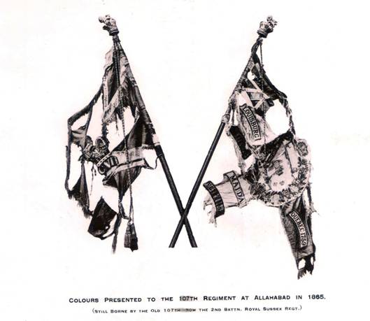 Colours presented to the 107th at Allahabad (India) in 1865